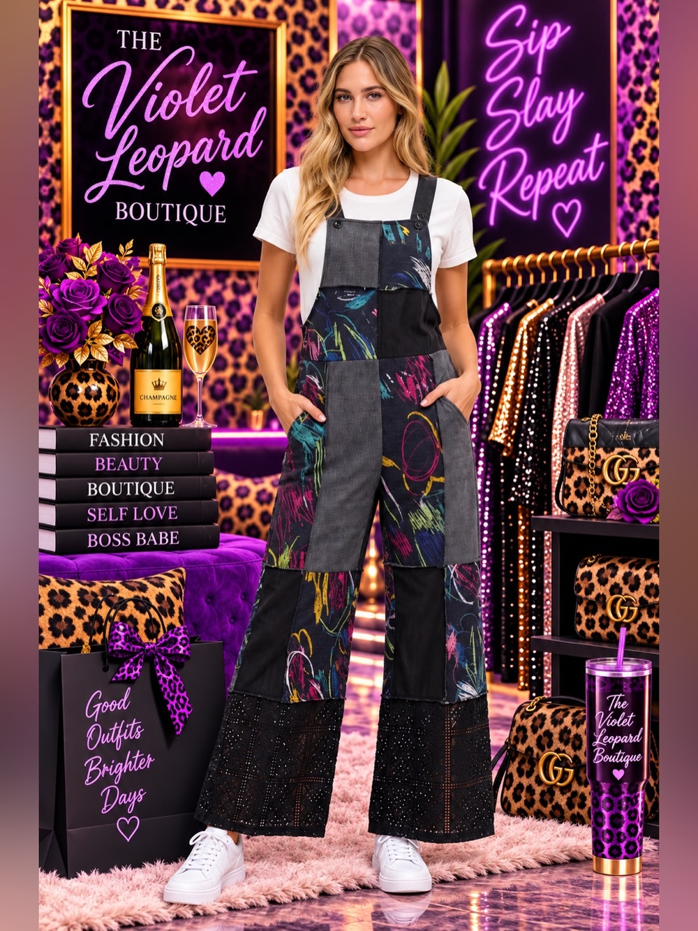 Yak N Yeti Overall Boho Patchwork Colorblock Abstract Print